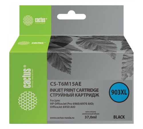 -/ Картридж струйный Cactus CS-T6M15AE №903XL(есть ограничения по прошивке) черный (37мл) для HP OJP 69
