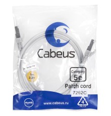 Патч-корд Cabeus PC-FTP-RJ45-Cat.5e-1m Патч-корд F/UTP, категория 5е, 2xRJ45/8p8c, экранированный, серый, PVC, 1м
