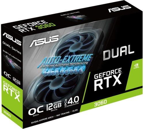 Видеокарта/ VGA ASUS NVIDIA GeForce DUAL-RTX3060-O12G-V2 12GB, GDDR6/192-bit, PCIe 4.0, 1xHDMI 2.1, 3xDP, 2.5-slot  90YV0GB2-M0NA10