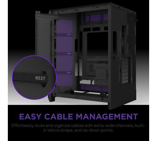 Корпус без блока питания/ Case NZXT H9 Flow RGB (2025), Midi-Tower, TG, 3x140mm RGB + 1x120mm, 2xUSB-A 3.2 + 1xUSB-C 3.2, E-ATX, ATX, mATX, mITX Black