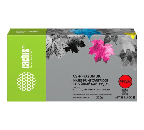 -/ Картридж струйный Cactus CS-PFI320MBK черный матовый (300мл) для Canon imagePROGRAF TM-200/TM-200 MF