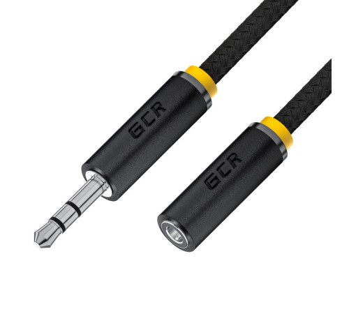 GCR Удлинитель аудио 3.0m jack 3,5mm/jack 3,5m нейлон, черный, желтая окантовка, ультрагибкий, 28 AWG, M/F, Premium GCR-STM8114-3.0m, экран, стерео GCR Удлинитель аудио 3.0m jack 3,5mm/jack 3,5m нейлон, черный, желтая окантовка, ультрагибкий, 28 AWG, M/F, Premium GCR-STM8114-3.0m, экран, стерео