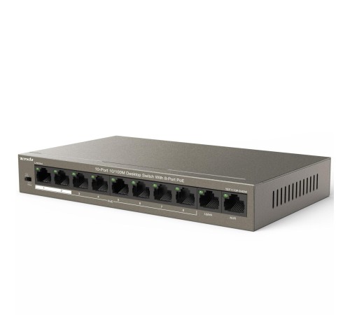 Коммутатор/ Tenda TEF1110P-8-63W 10-Port 10/100M Desktop Switch with 8-Port PoE