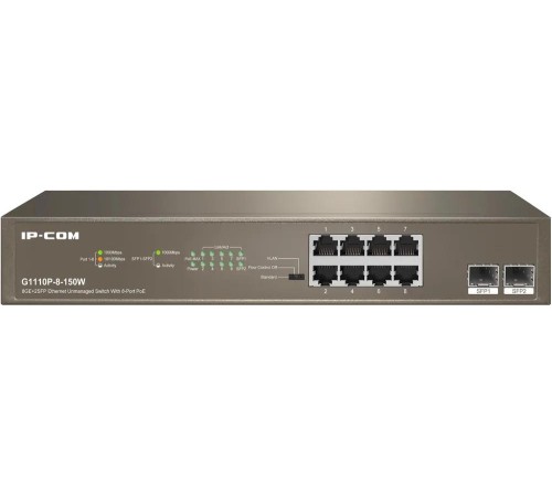Неуправляемый PoE коммутатор с 8 Гигабитными портами PoE и 2 SFP портами. Неуправляемый PoE коммутатор с 8 Гигабитными портами PoE и 2 SFP портами.