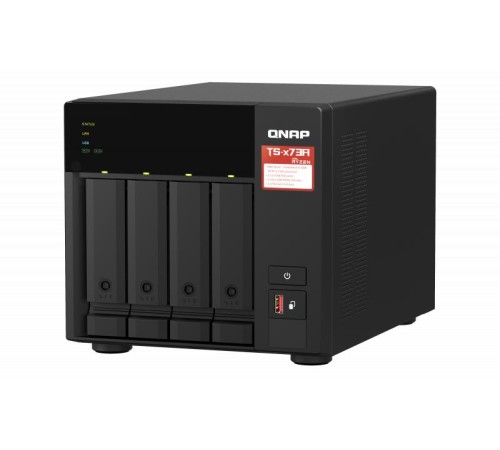 Сетевое хранилище без дисков/ SMB QNAP TS-473A-8G NAS, 4-tray w/o HDD, 2xM.2 SSD Slot. Quad-сore AMD Ryzen Embedded V1500B 2.2 GHz, 8GB DDR4 (1 x 8GB) up to 64GB (2 x 32GB), 2x 2.5 Gigabit LAN