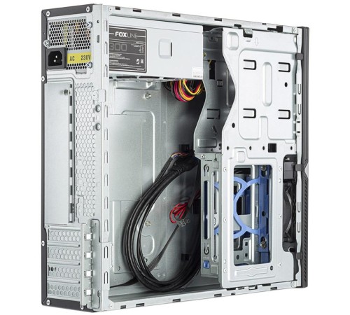 Корпус с блоком питания 300Вт./ Case Foxline mATX Desktop 300W, 2xUSB3.0, 2xUSB2.0, toolless, Black, 8cm. fan, powercord