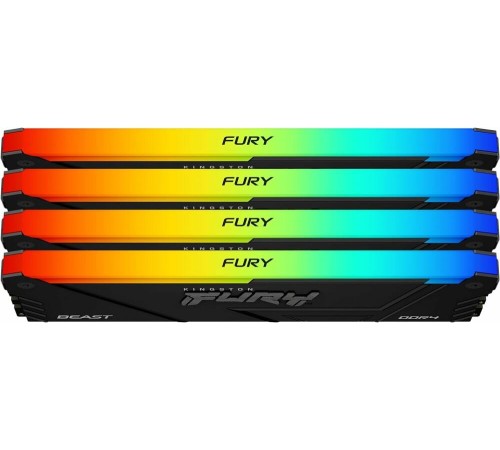 Память оперативная/ Kingston 64GB 3200MT/s DDR4 CL16 DIMM (Kit of 4) FURY Beast RGB Память оперативная/ Kingston 64GB 3200MT/s DDR4 CL16 DIMM (Kit of 4) FURY Beast RGB