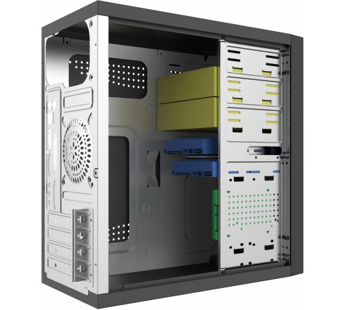 Корпус с блоком питания 450Вт./ Case Forza mATX, 450W, 2xUSB3.0, Black, w/o FAN, 12 cm fan PSU, power cord