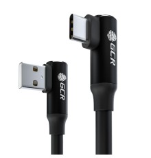 GCR Кабель PREMIUM 0.25m TypeC угловой для PowerBank, черный, AL case черный, 28/22 AWG, GCR-53445