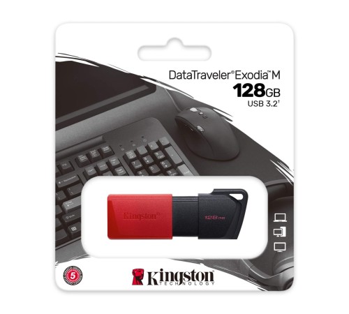 Флэш USB Kingston 128GB USB 3.2 Gen 1 DataTraveler Exodia M (Black + Red)/ Kingston 128GB USB 3.2 Gen 1 DataTraveler Exodia M (Black + Red)