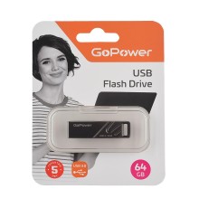 Флеш-накопитель/ Флеш-накопитель GoPower TITAN 64GB USB3.0 металл черный графит (1/50/1000)