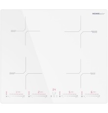 Встраиваемая варочная панель HOMSAir/ Индукционная варочная панель HOMSair HIC64SWH, 60 см, 4 конфорки, мощность конфорок 2000, 2000, 1200, 1200 Вт, сенсорное управление, бустер, автоматическое выключение, 9 уровней мощности, блокировка панели, таймер, бе