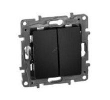 Выключатель двухклавишный, автоматические клеммы, Etika, 10AX, 250В~, антрацит