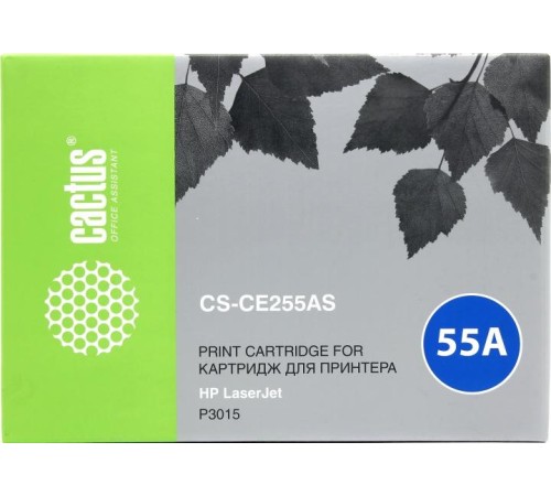 -/ Картридж лазерный Cactus CS-CE255AS CE255A черный (6000стр.) для HP LJ P3011/P3015