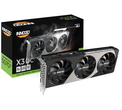 Видеокарта INNO3D RTX 5070 Ti X3 OC//RTX5070Ti, HDMI, DP*3, 16G,D7 Видеокарта INNO3D RTX 5070 Ti X3 OC//RTX5070Ti, HDMI, DP*3, 16G,D7