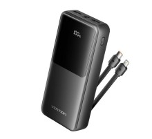 Power Bank Vention 20000mAh(Micro-USB/C/A/A) со встроенными кабелями 22.5W Чёрный с LED Дисплеем, шт.