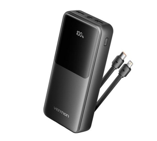 Power Bank Vention 20000mAh(Micro-USB/C/A/A) со встроенными кабелями 22.5W Чёрный с LED Дисплеем, шт. Power Bank Vention 20000mAh(Micro-USB/C/A/A) со встроенными кабелями 22.5W Чёрный с LED Дисплеем, шт.