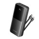 Power Bank Vention 20000mAh(Micro-USB/C/A/A) со встроенными кабелями 22.5W Чёрный с LED Дисплеем, шт.
