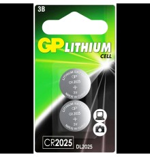Элемент питания Литиевая дисковая батарейка GP Lithium CR2025 - 2 шт. в блистере