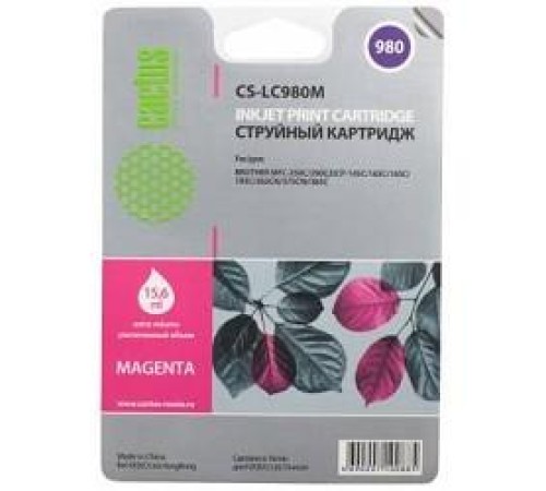 -/ Картридж струйный Cactus CS-LC980M пурпурный (16мл) для Brother DCP-145C/165C/MFC-250C/290C
