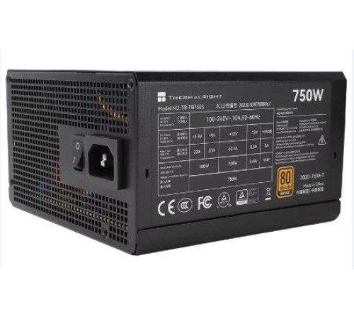 Блок питания 750W/ Power Supply Thermalright, 750W 80+ Bronze (ATX, 3.0, PCIe 5.0, Non-modular, 1x24(20+4)pin 550mm, 1xCPU*2 8(4+4)pin 600+150mm, 1xPCIe*2 8(6+2)pin 500+150mm, 1x12VHPWR PCIe 5.0 12+4pin 600mm, 1xSATA*3+MOLEX4pin*1 400+150+150+150mm, 1xSAT Блок питания 750W/ Power Supply Thermalright, 750W 80+ Bronze (ATX, 3.0, PCIe 5.0, Non-modular, 1x24(20+4)pin 550mm, 1xCPU*2 8(4+4)pin 600+150mm, 1xPCIe*2 8(6+2)pin 500+150mm, 1x12VHPWR PCIe 5.0 12+4pin 600mm, 1xSATA*3+MOLEX4pin*1 400+150+150+150mm, 1xSAT