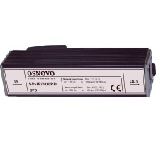 Грозозащита/ OSNOVO Устройство грозозащиты для ЛВС (скорость до 100Мбит/с) с защитой линий PoE (af/at, метод B, контакты 4/5, 7/8), двухуровневая защита