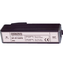 Грозозащита/ OSNOVO Устройство грозозащиты для ЛВС (скорость до 100Мбит/с) с защитой линий PoE (af/at, метод B, контакты 4/5, 7/8), двухуровневая защита