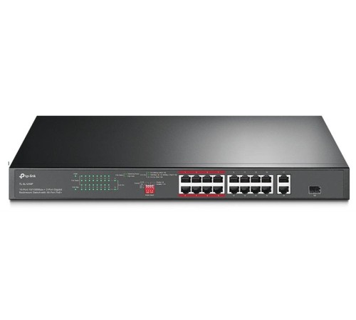 коммутатор TP-Link TL-SL1218P, 16-Port 10/100Mbps + 2-Port Gigabit Rackmount Switch with 16-Port PoE+
