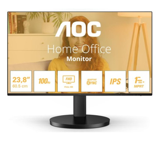 монитор 23,8" AOC  24B3HA2 1920х1080, WLED, 16:9, IPS, 250cd, 1300:1, 20M:1, 4ms, 178/178, VGA, HDMI, 100Hz, Speakers, Tilt, Внутр, VESA, Black, 3y