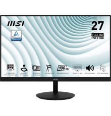 Монитор MSI PRO MP271A 27" 16:9 FHD(1920x1080), IPS Flat, 1ms(MPRT), 1000:1, 100M:1, 300nit, 178/178, HDMI 1.4b, DP 1.2a, VGA, Speaker, Tilt, 100HZ, Black, 1y war-ty