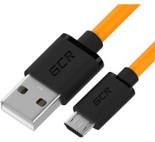 GCR QC Кабель 1.5m MicroUSB, быстрая зарядка, оранжевый TPE, черные коннекторы, 28/22 AWG, GCR-52460