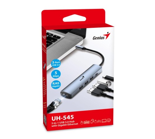 USB HUB UH-545 USB3.0 с Ethernet RJ45, гигабитным Ethernet RJ45 x 1, портом питания USB-C (5 В 3 А) x 1, портами передачи данных USB-A 3.0 x 3 USB HUB UH-545 USB3.0 с Ethernet RJ45, гигабитным Ethernet RJ45 x 1, портом питания USB-C (5 В 3 А) x 1, портами передачи данных USB-A 3.0 x 3