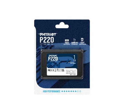 Твердотельный накопитель Patriot SSD P220 1TB SATA3 2.5" R550/W500 TBW 480TB 3D NAND Твердотельный накопитель Patriot SSD P220 1TB SATA3 2.5" R550/W500 TBW 480TB 3D NAND