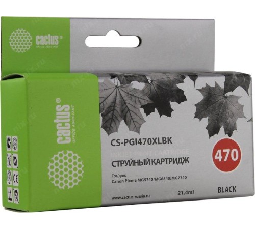 -/ Картридж струйный Cactus CS-PGI470XLBK черный (21.4мл) для Canon MG5740/MG6840/MG7740