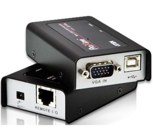 Удлинитель/усилитель/extender, VGA/SVGA+KBD+MOUSE USB, 100 метр., HD-DB15+USB A-тип/USB B-тип, Female, без шнуров, Б.П. 220> 5V, (по витой паре/UTP/FTP макс.разрешение 1920х1200 60Hz(30m) 1280х1024 60Hz(100m) DDC2B3 г.гар.+электростраховка/ATEN/ Mini USB