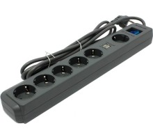 Сетевой фильтр Defender DFS 501 2,0м, 2 USB-порта, 6 розеток/ Surge Protector Defender DFS 501 2,0м, 2 USB-ports, 6 outlets