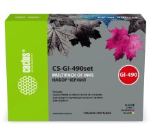 -/ Чернила Cactus CS-GI-490set GI-490 голубой/пурпурный/желтый/черный набор 4x345мл для Canon PIXMA G1400/G1410/G1411/G2400/G2410/G2411/G3400/G3410/G3411/G4400/G4410/G4411
