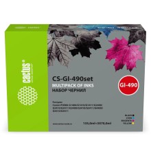 -/ Чернила Cactus CS-GI-490set GI-490 голубой/пурпурный/желтый/черный набор 4x345мл для Canon PIXMA G1400/G1410/G1411/G2400/G2410/G2411/G3400/G3410/G3411/G4400/G4410/G4411