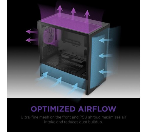Корпус без блока питания/ Case NZXT H3 Flow (2025), Midi-Tower, TG, 1x120mm, 1xUSB-A 3.2 + 1xUSB-C 3.2, mATX, mITX Black