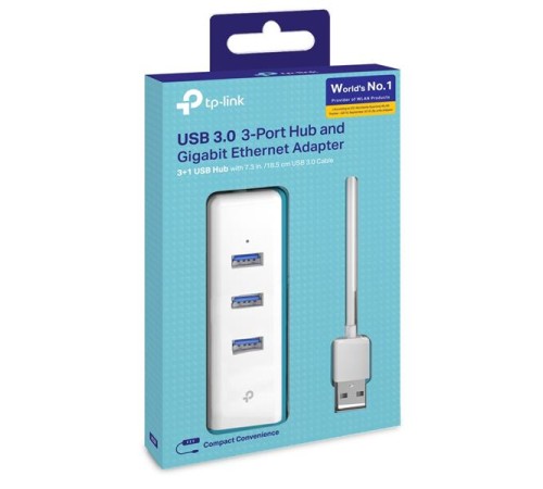 USB-адаптер TP-Link UE330, USB 3.0 to Gigabit Ethernet Network Adapter with 3-Port USB 3.0 Hub