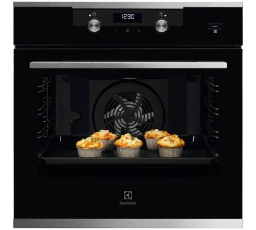 Встраиваемые электрические духовки ELECTROLUX/ Духовой шкаф с паром SteamBake, основной цвет - нержавеющая сталь, утапливаемые переключатели,ЖК-дисплей, будильник, таймер отключения, отложенный старт, хромированные направляющие из нержавеющей стали Easy E