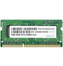 Оперативная память Apacer  DDR3   4GB  1600MHz SO-DIMM (PC3-12800) CL11 1.35V (Retail) 512*8  3 years (AS04GFA60CATBGJ/DV.04G2K.KAM)