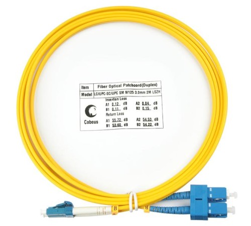Шнур оптический Cabeus FOP(d)-9-LC-SC-2m Шнур оптический duplex LC-SC 9/125 sm 2м LSZH Шнур оптический Cabeus FOP(d)-9-LC-SC-2m Шнур оптический duplex LC-SC 9/125 sm 2м LSZH