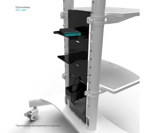 ONKRON мобильная стойка для ТВ 50"-86", макс 105.9кг, белая TS1881 ONKRON мобильная стойка для ТВ 50"-86", макс 105.9кг, белая TS1881