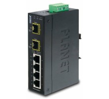 коммутатор/ PLANET IP30 Industrial 4-Port 10/100/1000T + 2-Port 100/1000X SFP Gigabit Switch (-40 to 75 degree C)