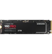 Твердотельные накопители/ Samsung SSD 980 PRO, 2000GB, M.2(22x80mm), NVMe 1.3c, PCIe 4.0 x4, 3-bit MLC, R/W 7000/5000MB/s, IOPs 1 000 000/1 000 000, DRAM buffer 2048MB, TBW 1200, DWPD 0.33 (12 мес.)