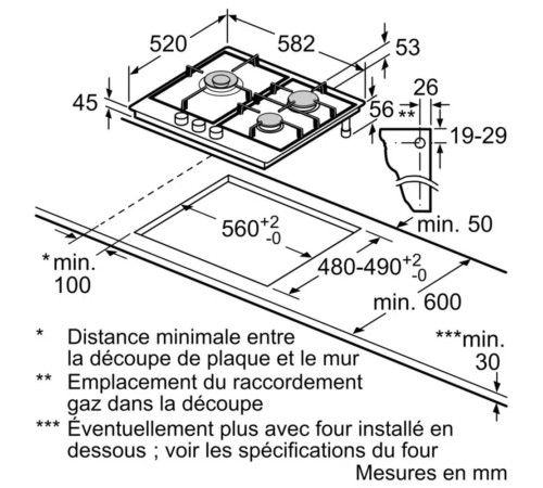 Встраиваемая варочная панель BOSCH Газ,  60 см, 3 конфорки, горелка с двойным пламенем, тип поверхности - нержавеющая сталь, независимая, серебристый цвет