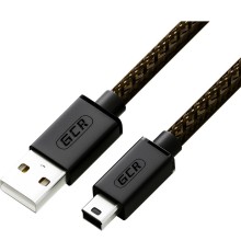 GCR Кабель PROF 2.0m USB 2.0, AM/mini 5P, черно-прозрачный, 28/24 AWG, экран, армированный, морозостойкий, GCR-50920