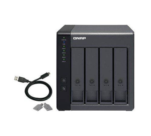 Полка расширения сетевого хранилища без дисков/ channel QNAP DAS TR-004 4 Bay 2.5/3.5 SATA  Type-C USB 3.1 Gen 1 (5 Gb/s ) Direct Attached Storage with Hardware RAID