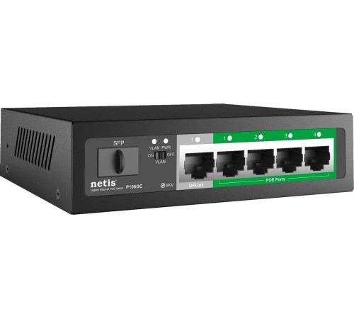 Коммутатор/ Коммутатор Netis P106GC (L2) 5x1Гбит/с 1SFP 4PoE 60W неуправляемый